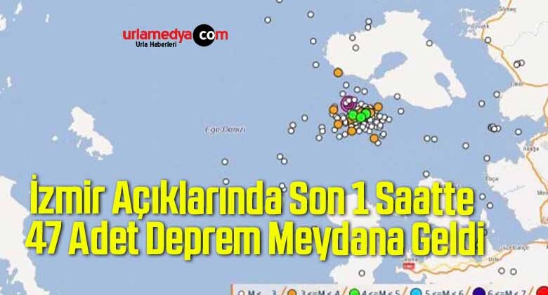 İzmir Açıklarında Son 1 Saatte 47 Adet Deprem Meydana Geldi