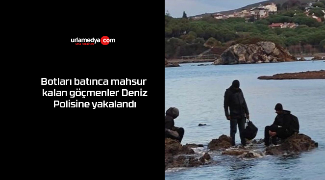 Botları batınca mahsur kalan göçmenler Deniz Polisine yakalandı